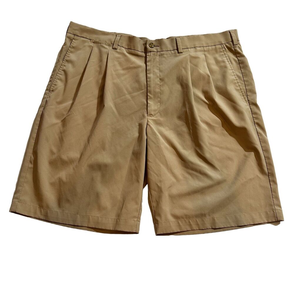 PGA Tour Golf Shorts Mens KhakiSz 40 10" Pleated Bermuda Athletic‎ Performance